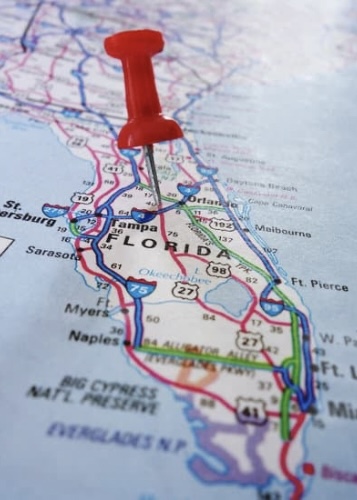 Picture of State of Florida with Pin in middle